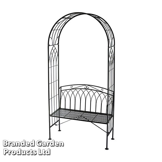 Wrought Iron Garden Arch with Bench