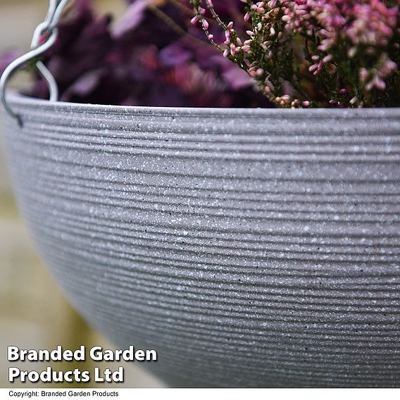 Large Grey Stone Effect Hanging Basket