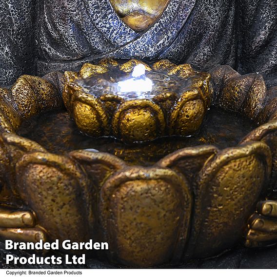 Large Gold Effect Sitting Buddha Water Feature