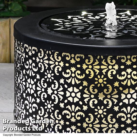 Mosaic Grey Lantern Effect Metal Water Feature