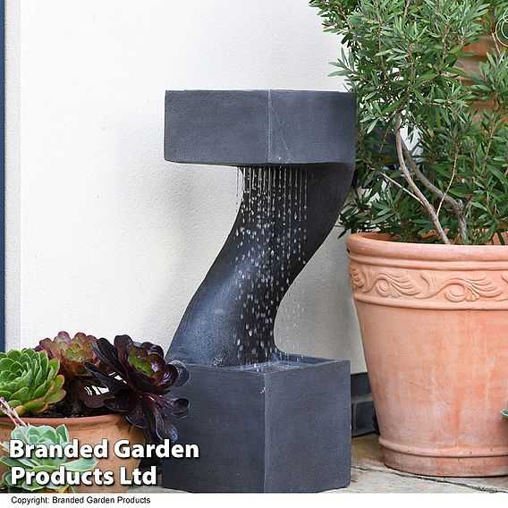 Serenity Square Spiral Rainfall Water Feature with Planter