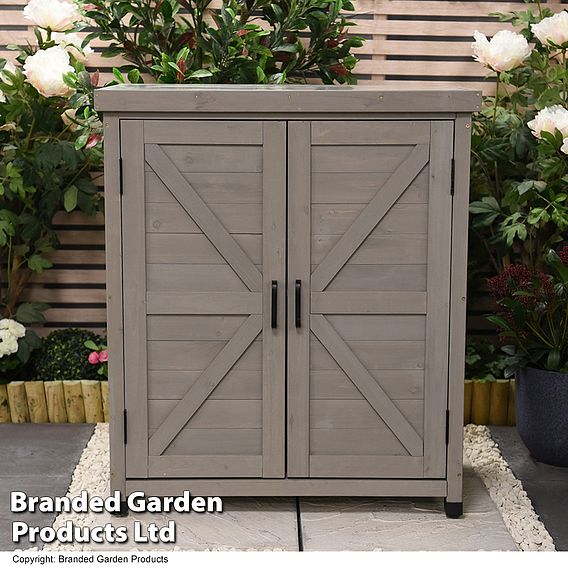 Grey Wooden Garden Storage Cabinet