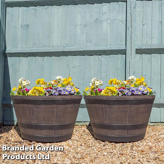 Wooden Barrel Effect Planter – Large