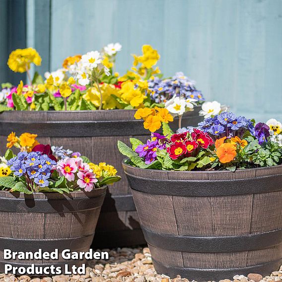 Wooden Barrel Effect Planter – Large