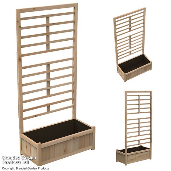 Raised Wooden Planter with Climbing Trellis