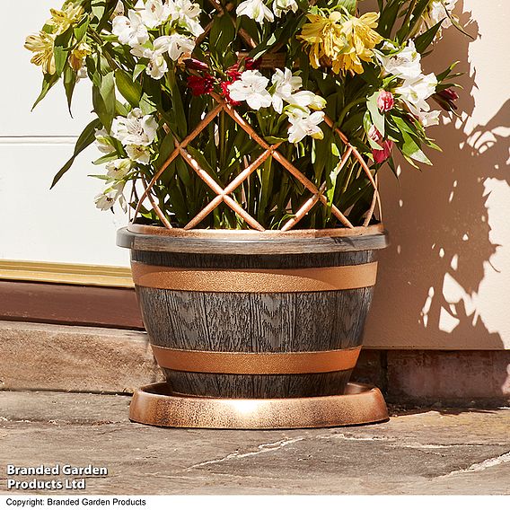 Wooden Barrel Effect Tower Pot