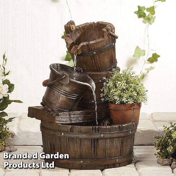 Cascading Barrel Water Feature And Planter