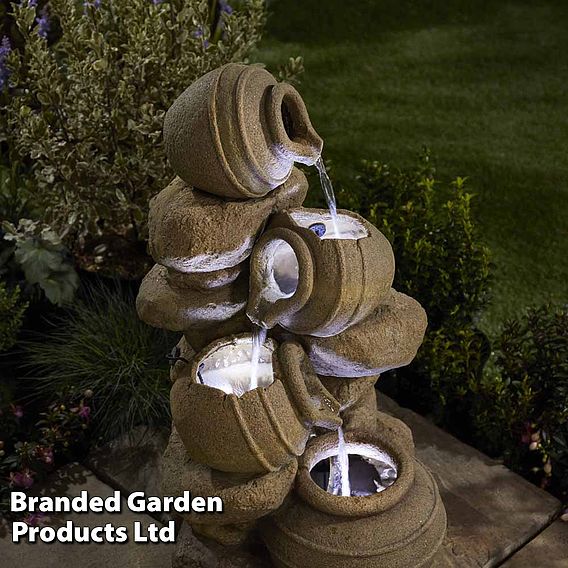 Serenity Cascading Tipping Pots Stone Wall Water Feature